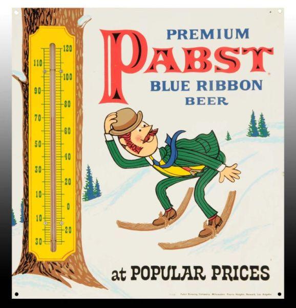 Appraisal: Pabst Blue Ribbon Tin Thermometer Description Circa s Fun graphics