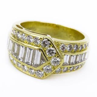 Appraisal: Vintage Approx Carat Baguette and Round Brilliant Cut Diamond and