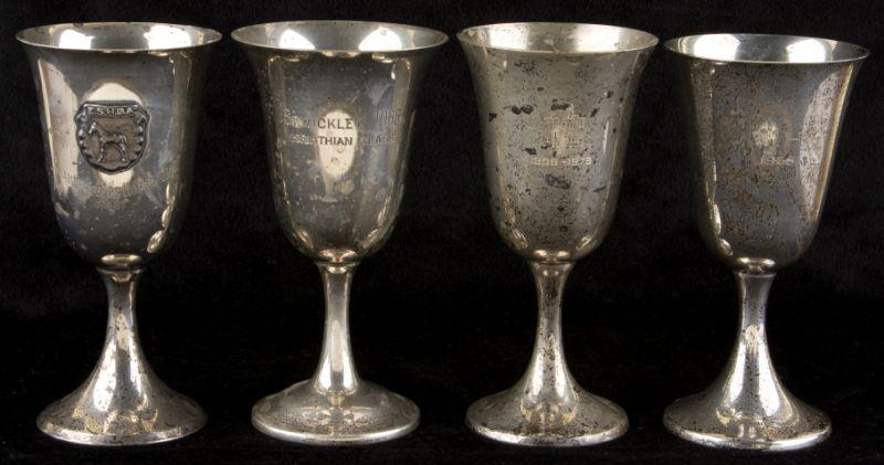 Appraisal: Assembled Set of Four Sterling Goblets the first with applied