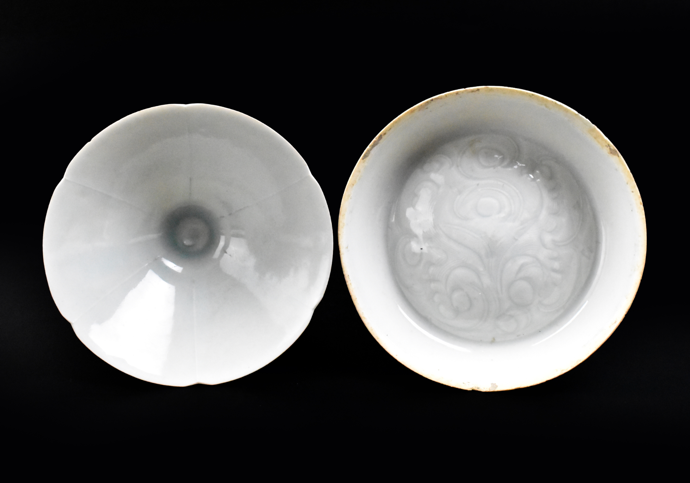 Appraisal: Two Chinese Hutian ware Qingbai glazed bowls dating from the