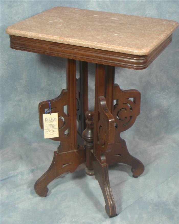 Appraisal: walnut Victorian marble top table wide deep Estimate -