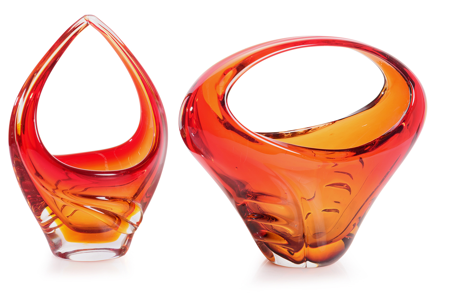 Appraisal: TWO MURANO GLASS BASKETS IN THE STYLE OF ARCHIMEDE SEGUSO