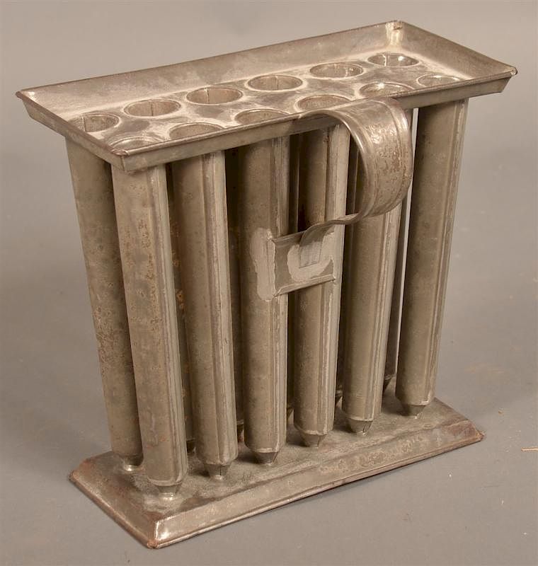 Appraisal: th Century Tin Tube Candle Mold th Century Tin Tube