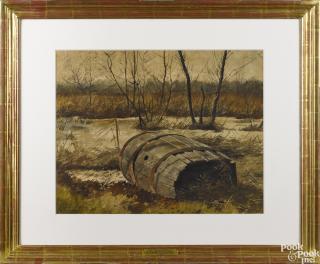 Appraisal: Jamie Wyeth American b watercolor titled The Rain Barrel signed