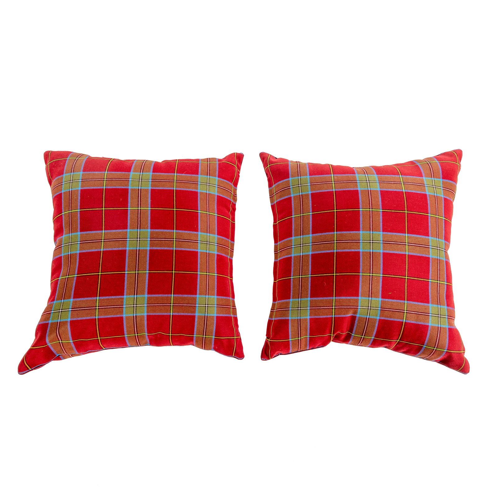 Appraisal: A PAIR OF TARTAN PLAID DESIGNER THROW PILLOWS From Jenkins