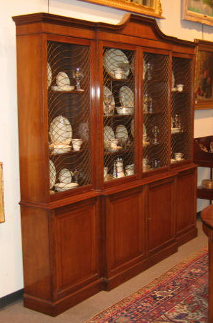 Appraisal: MAHOGANY AND INLAID BREAKFRONT BY BAKER The two-member unit with