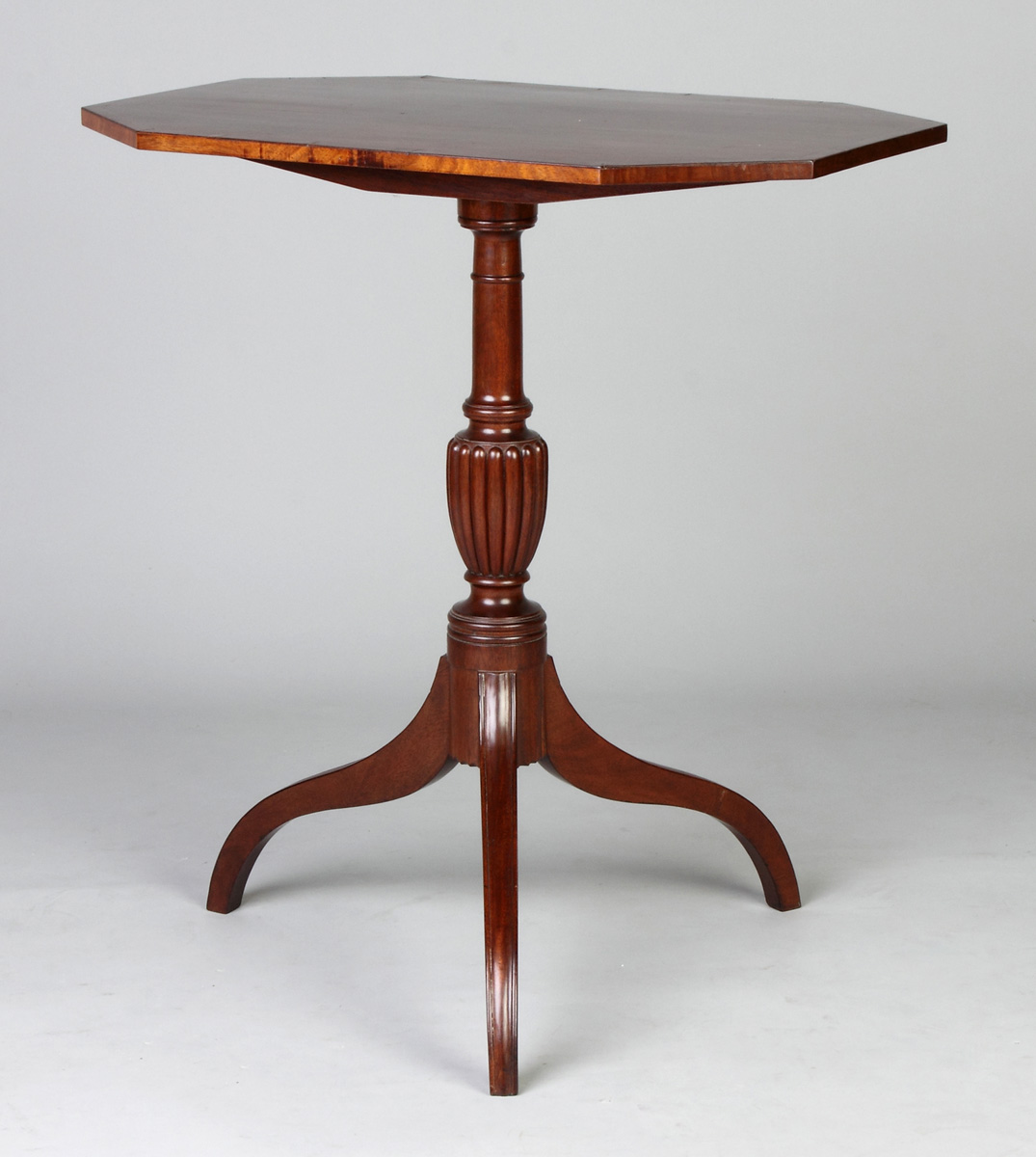 Appraisal: Hepplewhite Tilt Top Mahogany Candle Stand C Banded top fluted