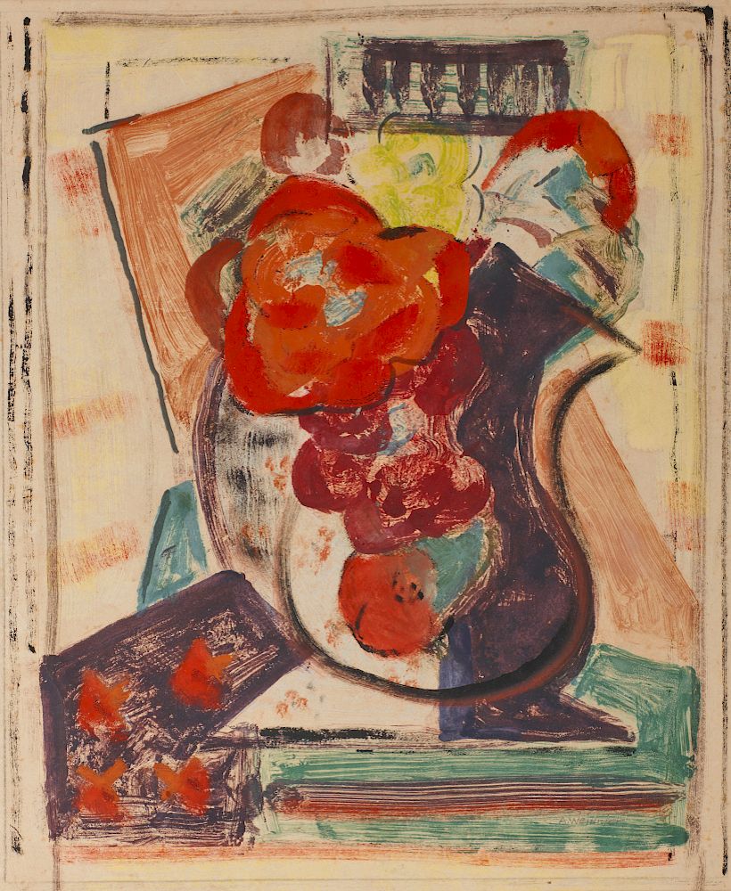 Appraisal: AGNES WEINRICH American - Vase of Flowers monotype sight x