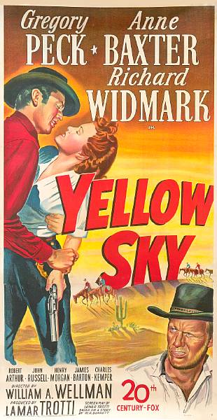 Appraisal: Yellow Sky th Century Fox three-sheet condition B linen-backed beautiful