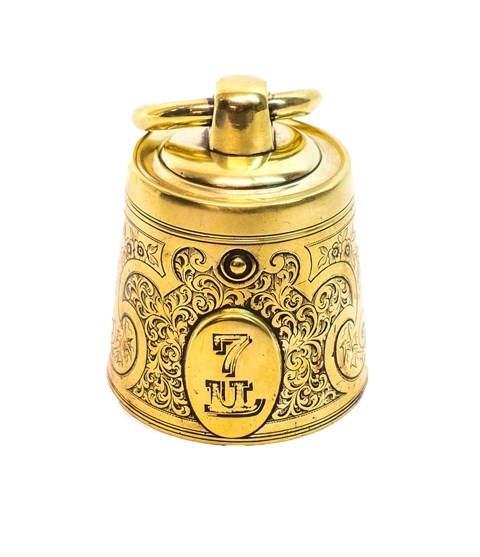 Appraisal: A Victorian brass novelty inkwell formed as a tapering cylindrical