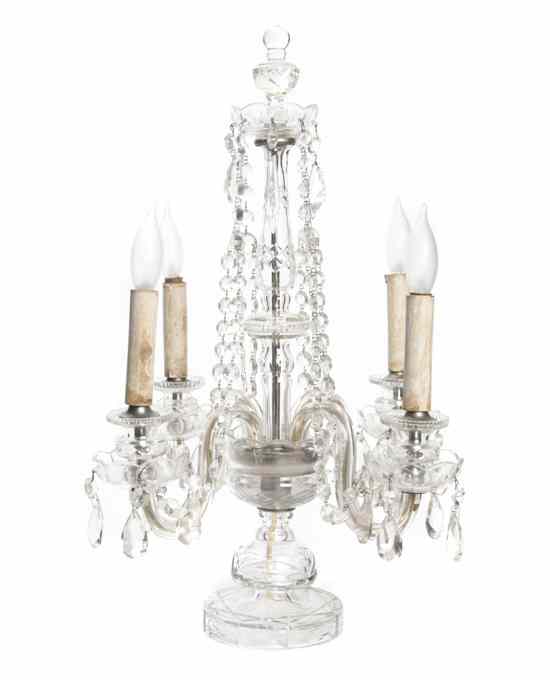 Appraisal: A Cut Glass Four-Light Girandole having a baluster form standard