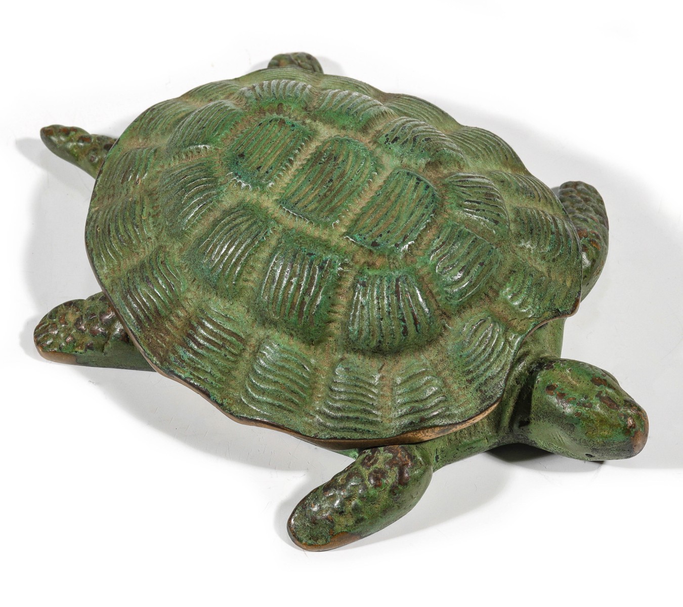 Appraisal: A PATINATED BRASS TURTLE MATCH SAFE STRIKER C Signed Ges