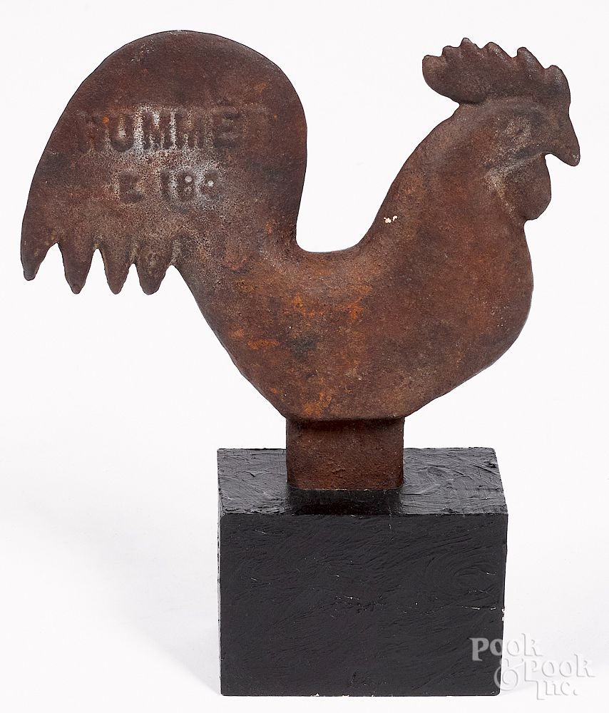 Appraisal: Cast iron rooster windmill weight Cast iron rooster windmill weight