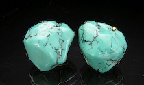 Appraisal: Antique Turquoise Clip Earrings Large chucks of polished turquoise set