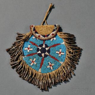 Appraisal: Apache Beaded Hide and Leather Strike-a-Light Pouch c last quarter