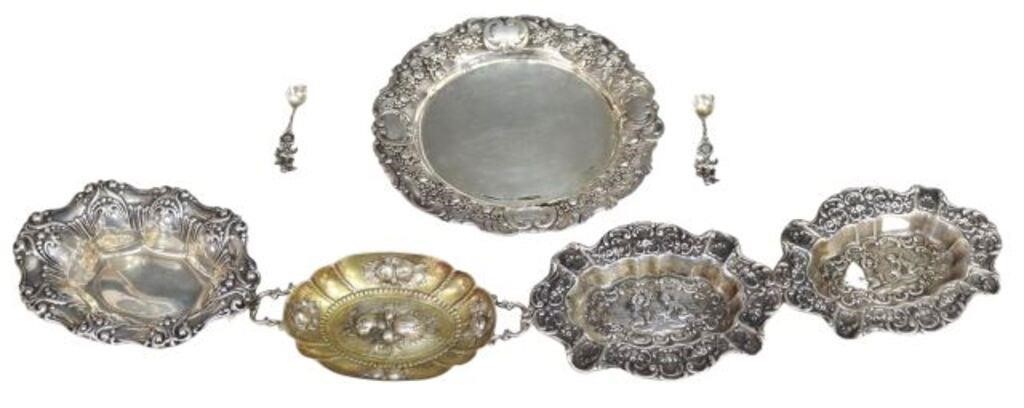 Appraisal: lot of German silver tableware including round plate with reticulated