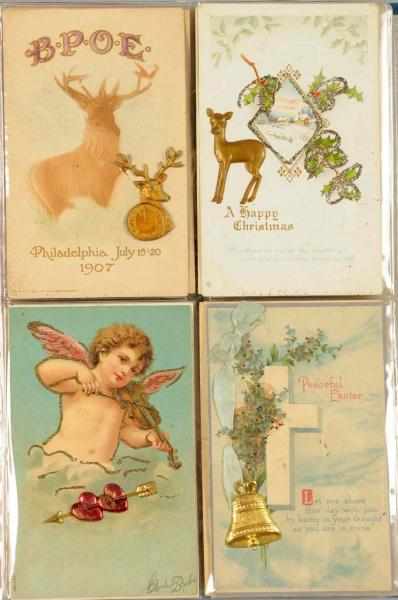 Appraisal: Lot of Holiday Postcards Many with birds and real feathers