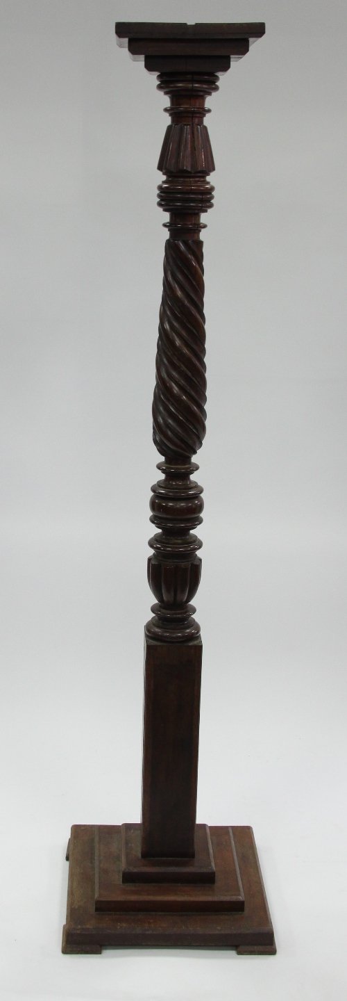 Appraisal: A William IV mahogany bed post with carved stem made