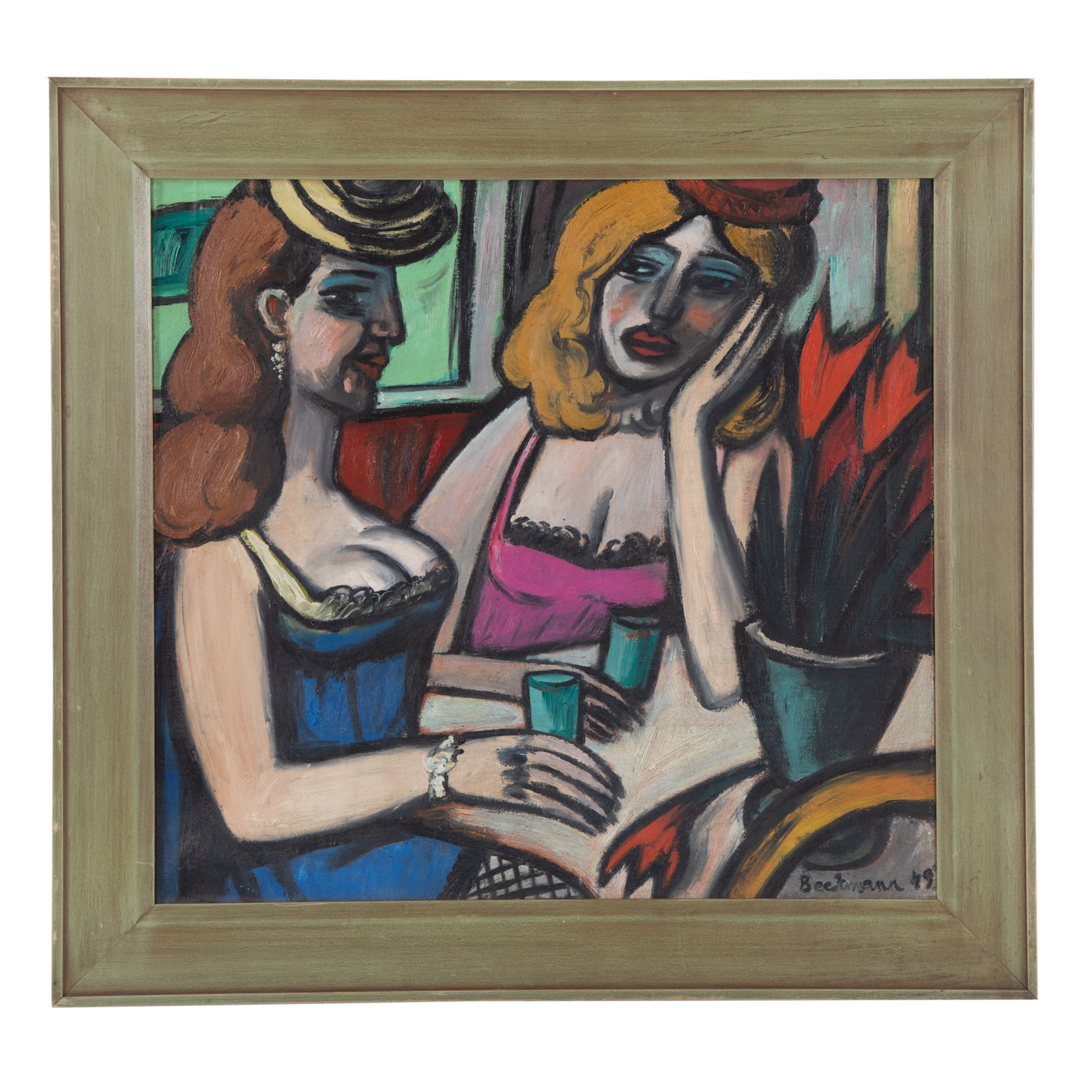 Appraisal: ATTRIBUTED TO MAX BECKMANN LADIES IN A CAFE OIL German