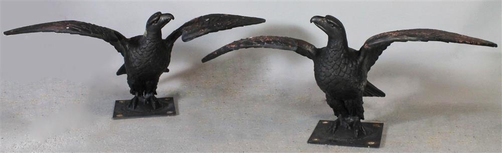 Appraisal: PAIR OF LARGE GARDEN ORNAMENTS MODELED AS BLACK PAINTED IRON