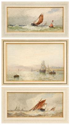 Appraisal: Three British marine watercolors pair with sailing vessels at sea