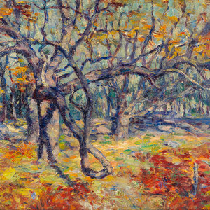 Appraisal: Will Quinlan American - Forest Scene together with an oil