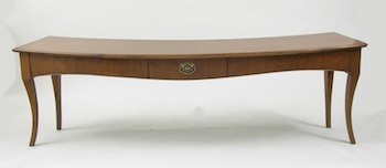 Appraisal: A Curved Mahogany Table A custom made low curved table