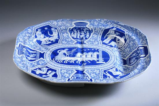 Appraisal: SPODE BLUE AND WHITE TRANSFERWARE GREEK MEAT PLATTER th century