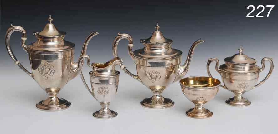 Appraisal: Gorham Sterling Tea Set Edgeworth pattern troy ounces