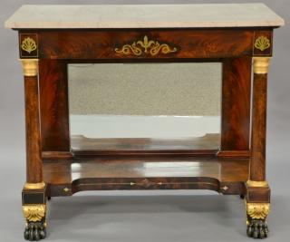 Appraisal: American Classical ormolu mounted and figured mahogany marble topped pier