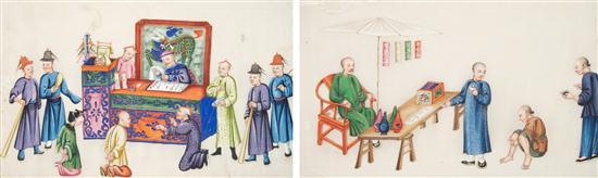 Appraisal: Collection of Thirteen Watercolor Paintings on Pith of Torture th