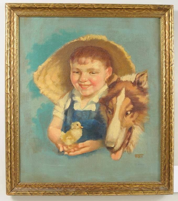 Appraisal: Dorothea Fox Farm Boy Collie and Chick O C Dorothea