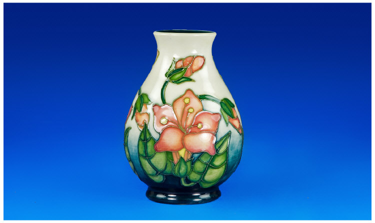 Appraisal: Moorcroft Vase Decorated with Peach Coloured Lilies with tube lining