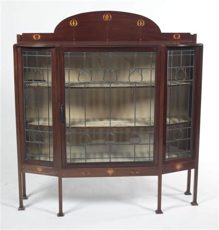 Appraisal: An Art Nouveau inlaid mahogany display cabinet circa with single