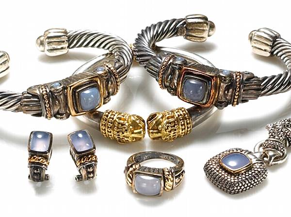 Appraisal: A collection of blue stone k k gold and sterling