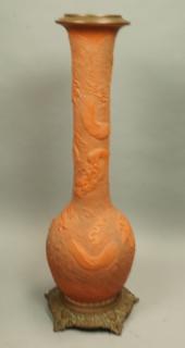 Appraisal: Tall Chinese Terracotta Long Neck Vase Pottery v Tall Chinese