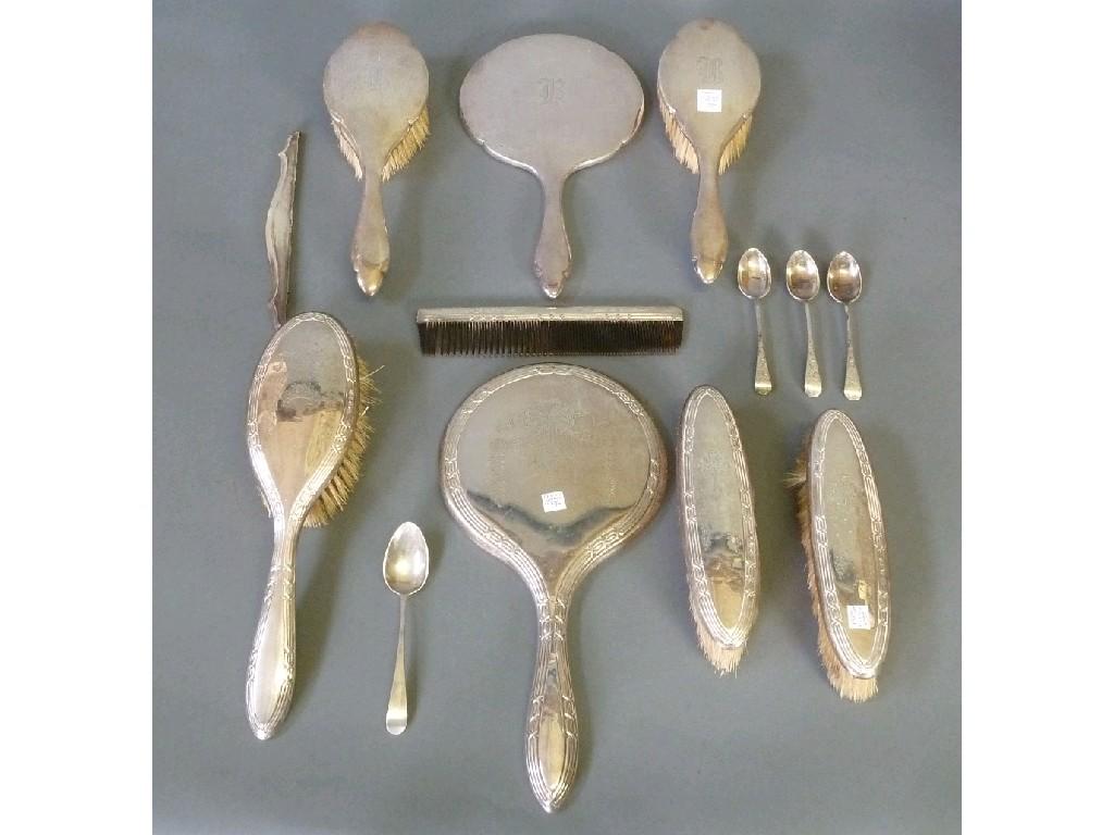 Appraisal: EARLY TWENTIETH CENTURY SILVER BACKED DRESSING TABLE SET of HAND