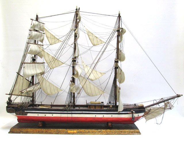 Appraisal: SQUARE RIGGER SAILING SHIP MODEL a three-masted full rigged ship