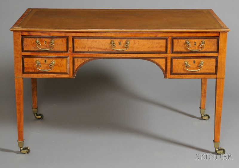 Appraisal: Regency Satinwood and Mahogany Writing Table early th century possibly