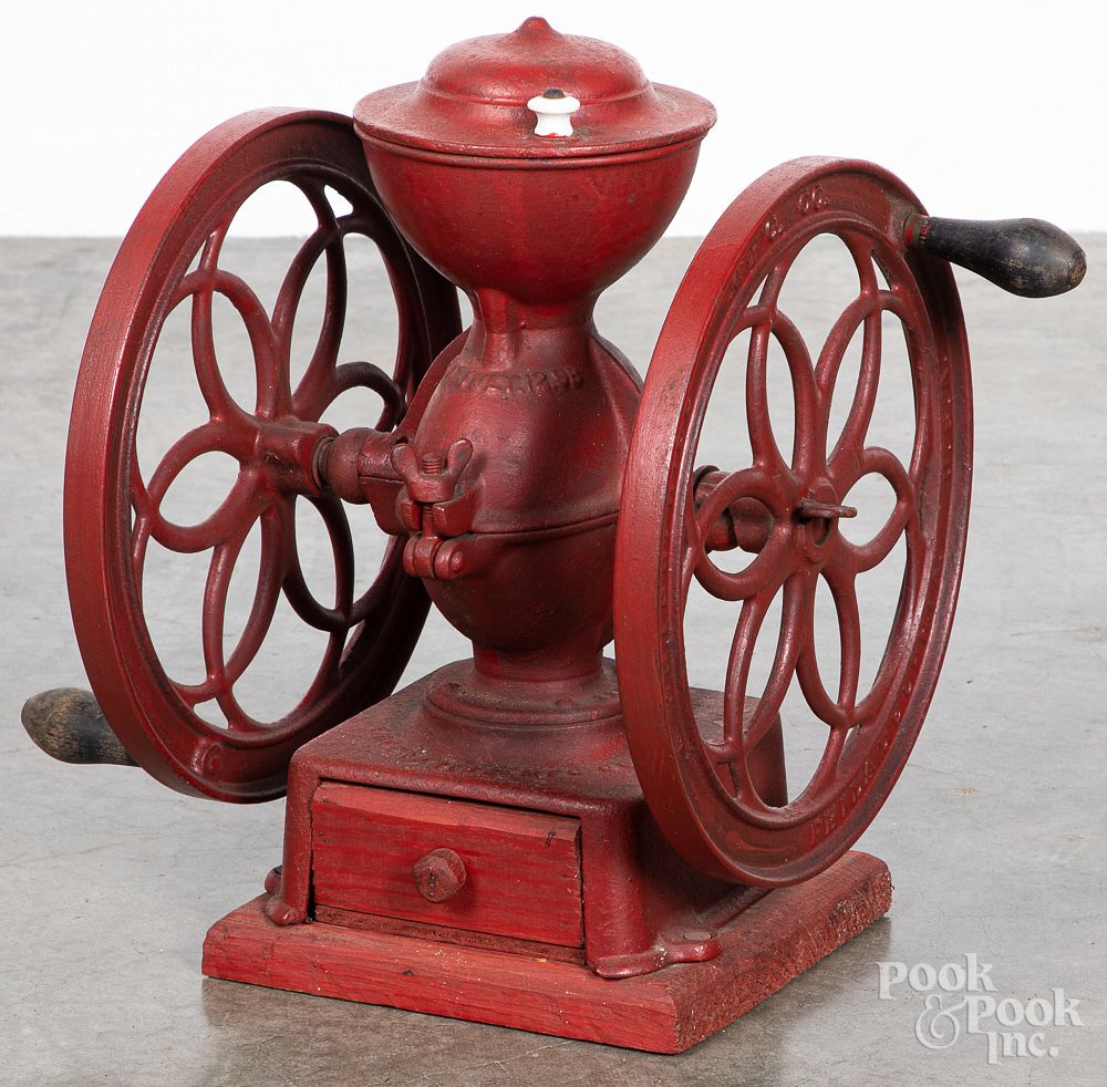 Appraisal: Enterprise painted cast iron coffee grinder Enterprise painted cast iron