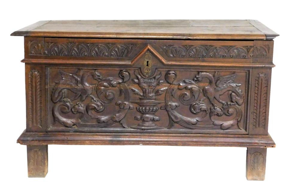 Appraisal: Renaissance revival cassone chest th C or later bas relief