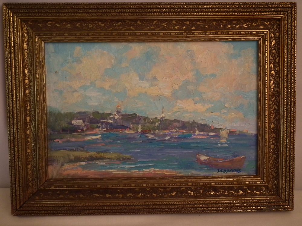 Appraisal: DAVID LAZARUS NANTUCKET PAINTING Impressionistic oil on wood panel of