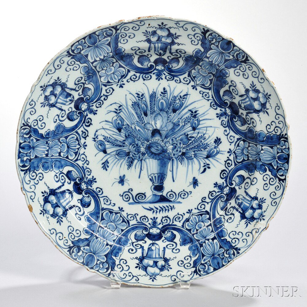 Appraisal: Delftware Blue and White Charger Holland th century scalloped rim