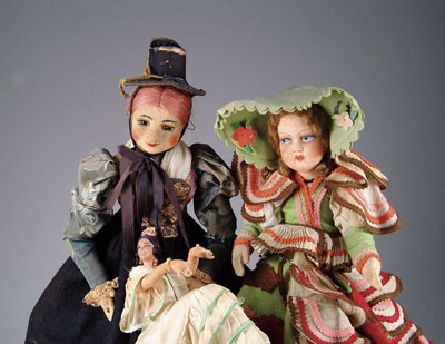 Appraisal: LOT OF THREE CLOTH DOLLS The first being a large