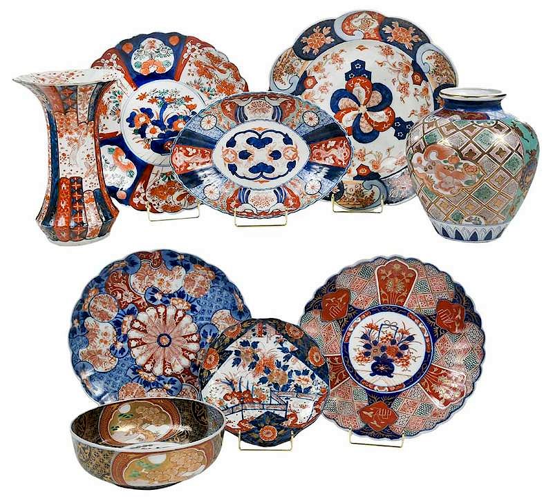 Appraisal: Nine Pieces Imari Porcelain Japanese probably th century comprising four