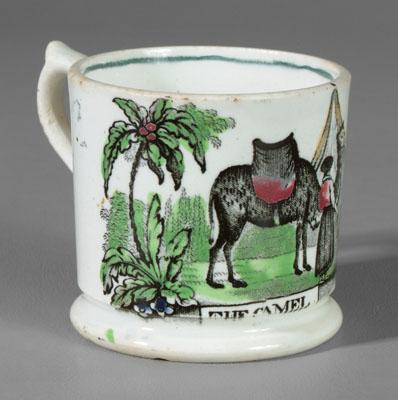 Appraisal: Camel child's mug black transfer with added color Staffordshire England