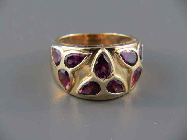 Appraisal: Amethyst Ring rich pear shape gems in k yellow gold