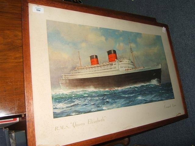 Appraisal: A PRINT AFTER C R TURNER OF RMS QUEEN ELIZABETH