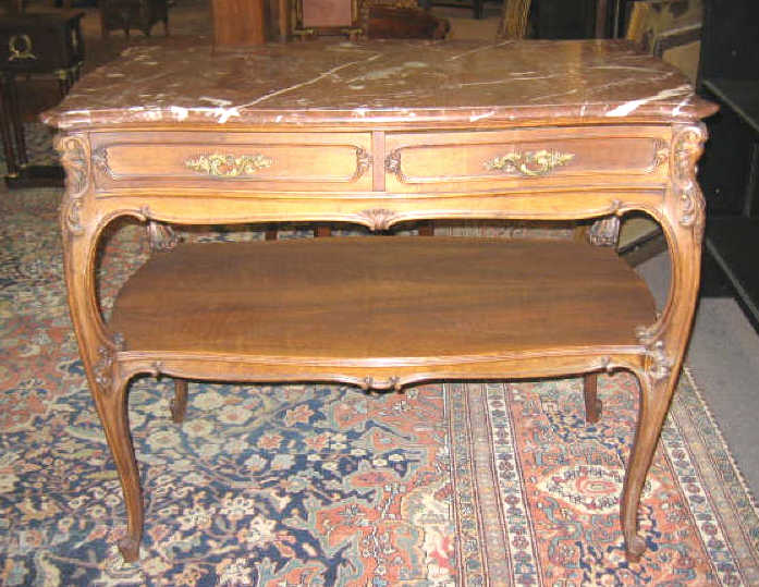 Appraisal: LOUIS XV STYLE MARBLE TO SERVER Shaped rouge marble top