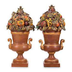 Appraisal: A Pair of Painted and Parcel Gilt Terra Cotta Flowering